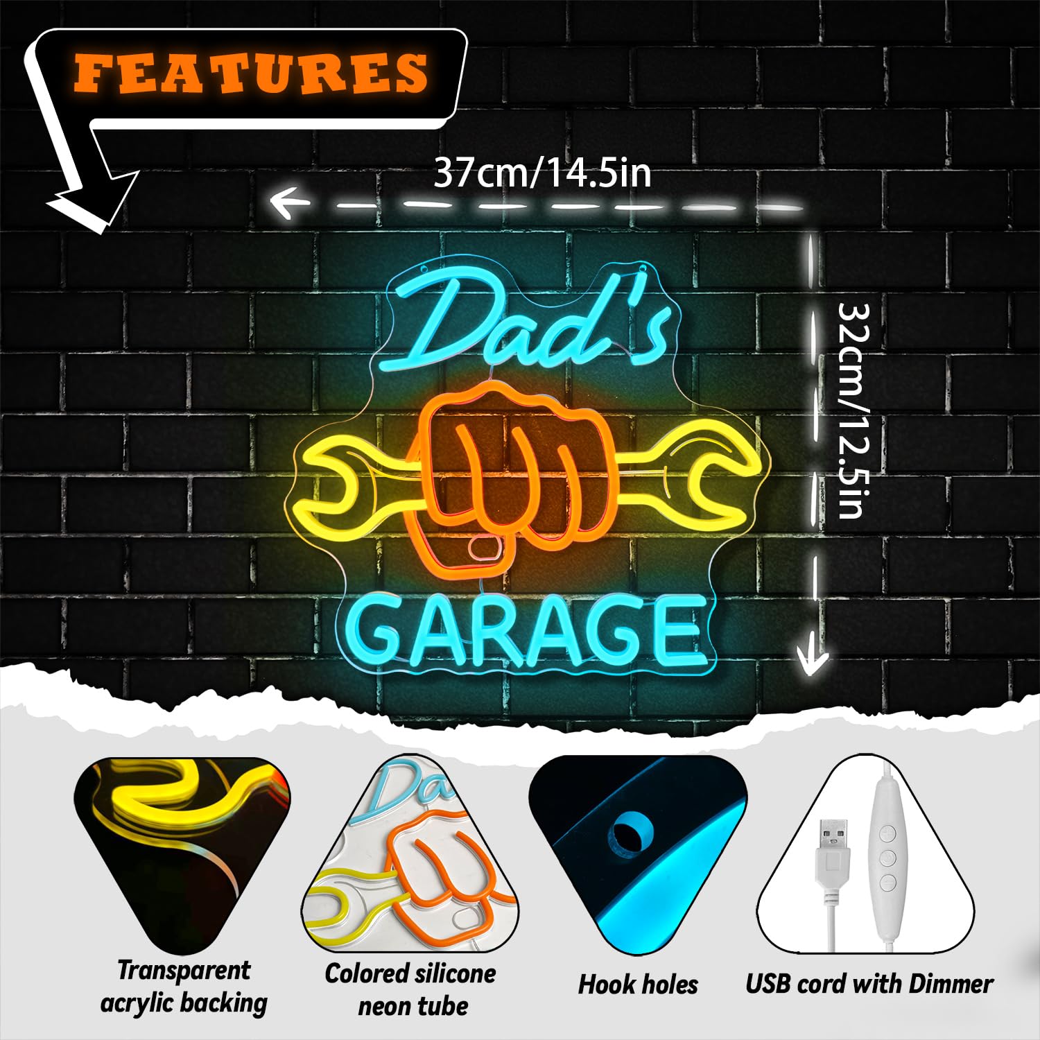 Dad’s Garage Neon Sign for Wal - Auto Repair Shop Design 评论和价格
